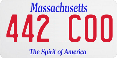 MA license plate 442CO0