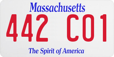 MA license plate 442CO1