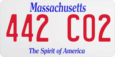 MA license plate 442CO2