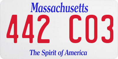 MA license plate 442CO3