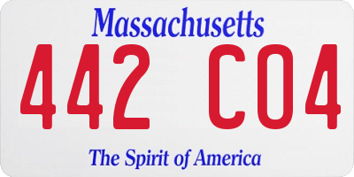 MA license plate 442CO4