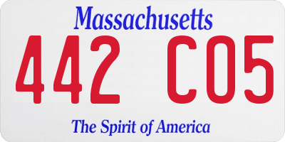 MA license plate 442CO5
