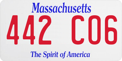 MA license plate 442CO6