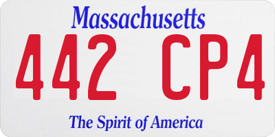 MA license plate 442CP4