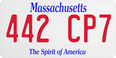 MA license plate 442CP7