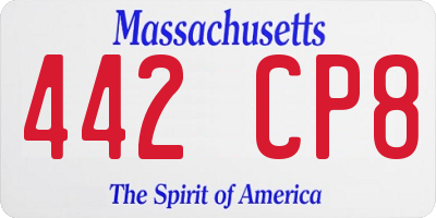 MA license plate 442CP8