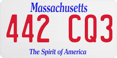 MA license plate 442CQ3