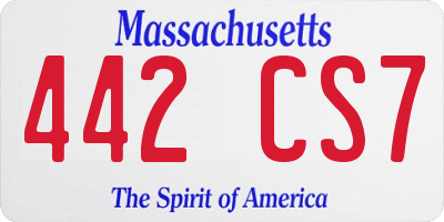 MA license plate 442CS7