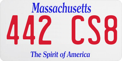 MA license plate 442CS8