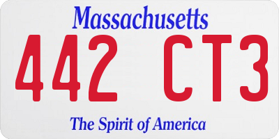 MA license plate 442CT3