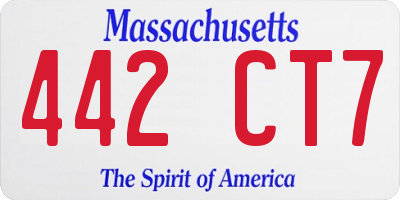 MA license plate 442CT7