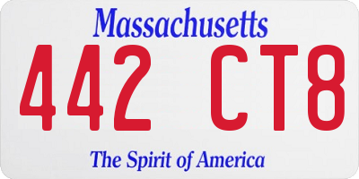 MA license plate 442CT8