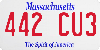 MA license plate 442CU3