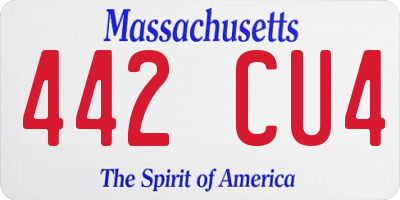 MA license plate 442CU4