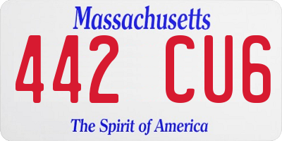 MA license plate 442CU6