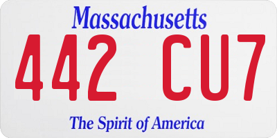 MA license plate 442CU7