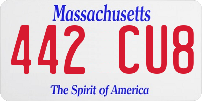 MA license plate 442CU8