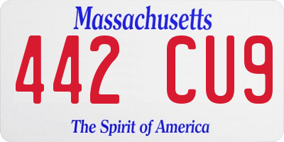 MA license plate 442CU9