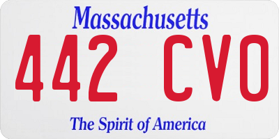 MA license plate 442CV0
