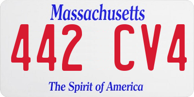 MA license plate 442CV4