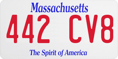 MA license plate 442CV8