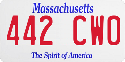 MA license plate 442CW0