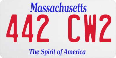 MA license plate 442CW2