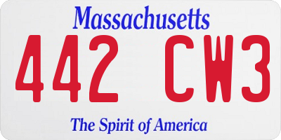 MA license plate 442CW3
