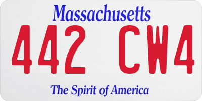 MA license plate 442CW4