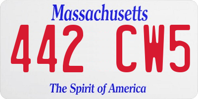MA license plate 442CW5