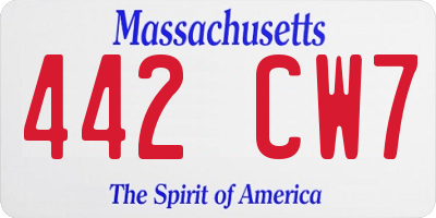 MA license plate 442CW7
