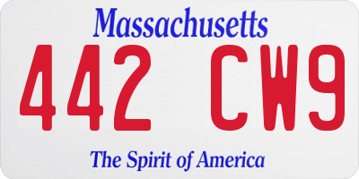 MA license plate 442CW9