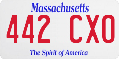 MA license plate 442CX0