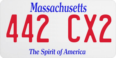 MA license plate 442CX2