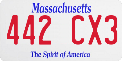 MA license plate 442CX3