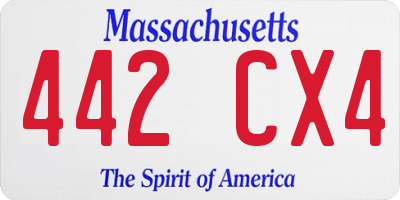 MA license plate 442CX4