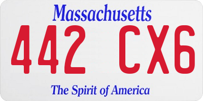 MA license plate 442CX6