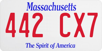 MA license plate 442CX7