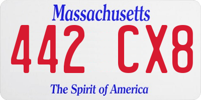 MA license plate 442CX8