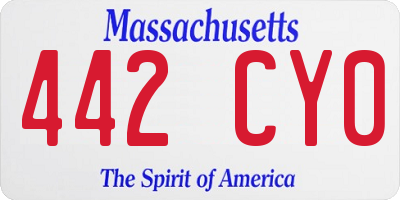 MA license plate 442CY0