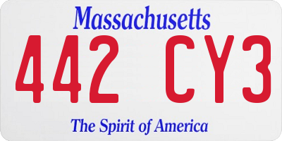 MA license plate 442CY3