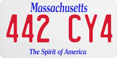 MA license plate 442CY4