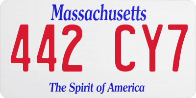 MA license plate 442CY7