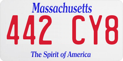 MA license plate 442CY8