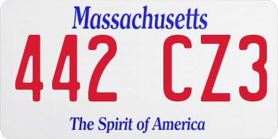 MA license plate 442CZ3