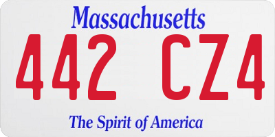 MA license plate 442CZ4
