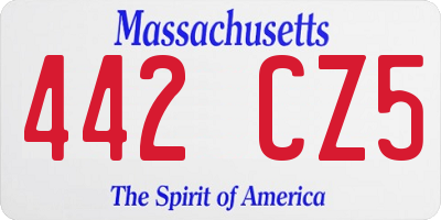 MA license plate 442CZ5
