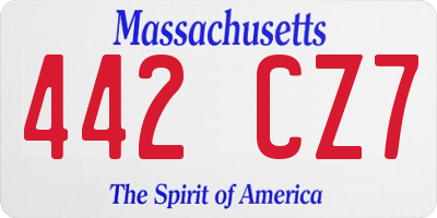 MA license plate 442CZ7