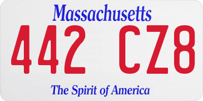 MA license plate 442CZ8