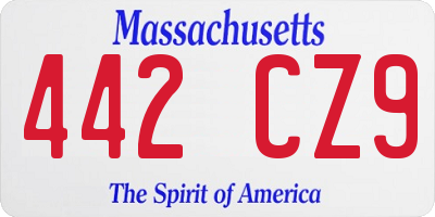 MA license plate 442CZ9